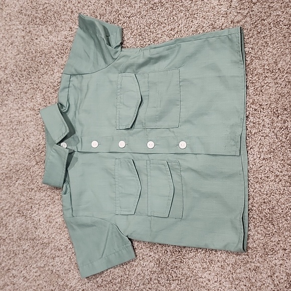 Knickers & Bows Boys 18 mth green short sleeve button up with deer applique - Picture 1 of 6
